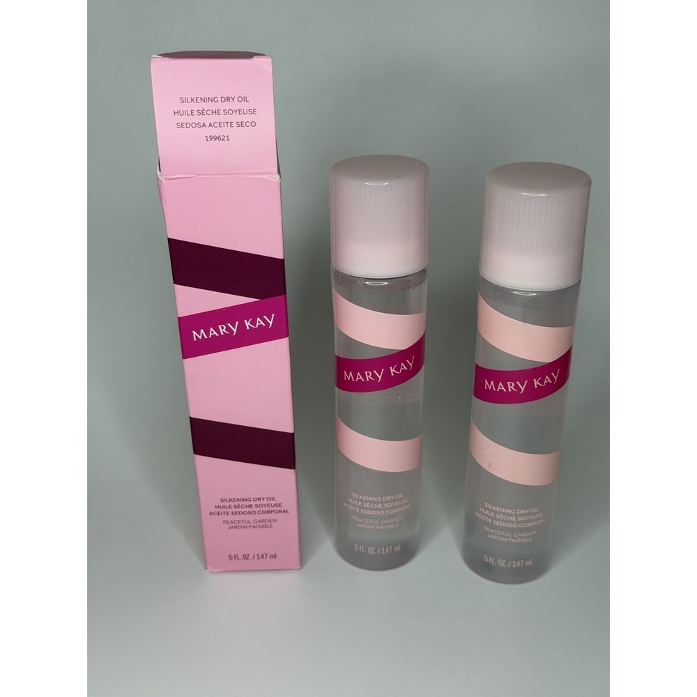 2 Mary Kay Silkening Dry Oil Mist Peaceful Garden Full Size 5 Fl Oz. NIB 199621
